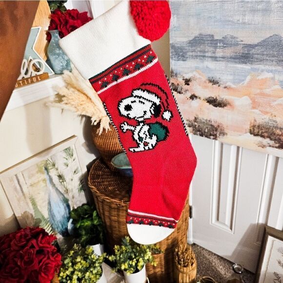 VTG Snoopy 1958 Embassador Hallmark Peanut Charlie Brown Knitted Stocking . - Picture 12 of 13